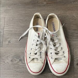 Converse Off-White‎ Canvas Sneakers with Red Trim
